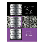 chic purple triple photo Graduation Invitation postcards