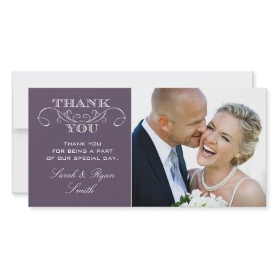 Chic Purple Wedding Photo Thank You Cards Photo Greeting Card