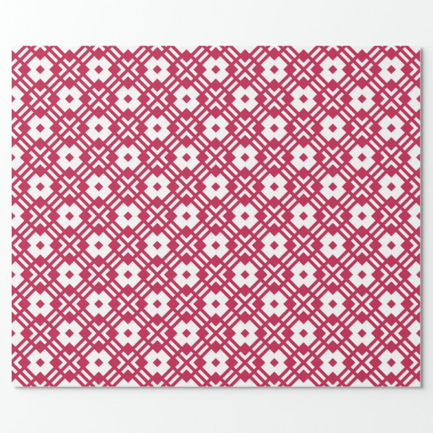 Chic red abstract geometric pattern monogram wrapping paper 2/4