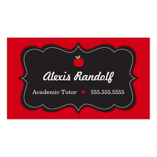 Chic Red and Black Tutor Business Card (front side)