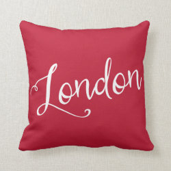 Chic Red and White London England Typography Throw Pillow
