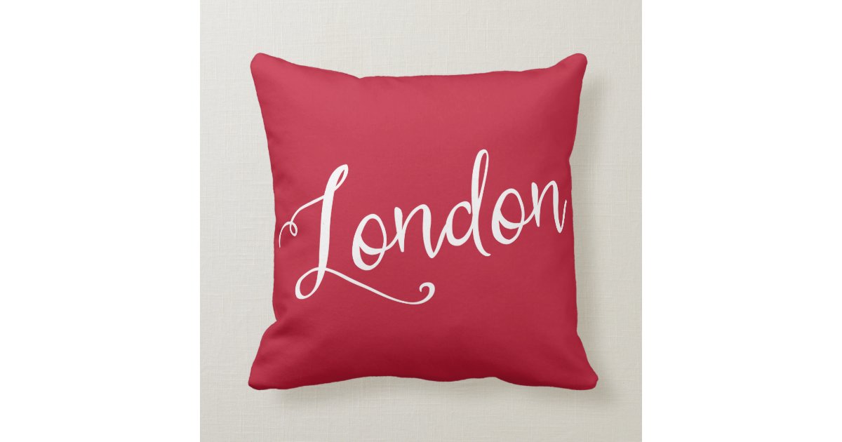 Chic Red and White London England Typography Throw Pillow Zazzle