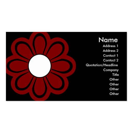 Chic Red Flower on Black Business Card