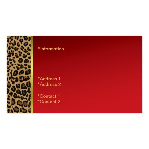 Chic Red & Jaguar Print Business Card (back side)