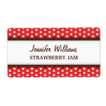 Chic red polka dot dots pattern canning jar label
