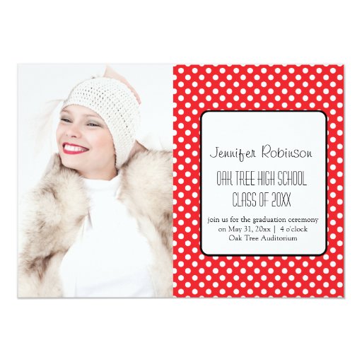 Chic Red Polka Dots Graduation Announcement