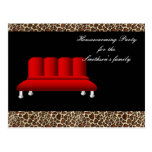 chic red sofa Housewarming party Invitation postcards