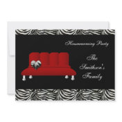 chic red sofa , party Invitation