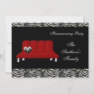 chic red sofa , party Invitation invitation