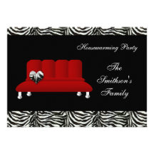 chic red sofa , party Invitation