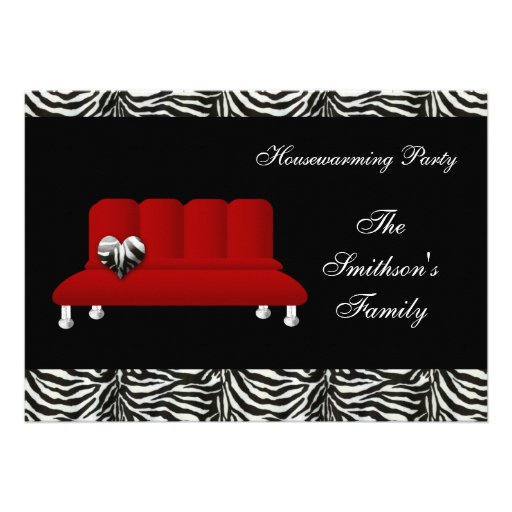 chic red sofa , party Invitation (front side)