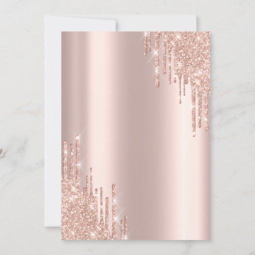 Chic Rose Gold Glitter Crown Drop Quincea Era Invitation Zazzle