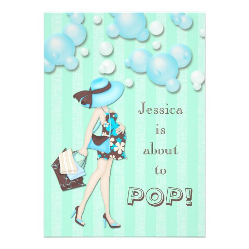 Chic She's About to Pop Boys Baby Shower Custom Invitation