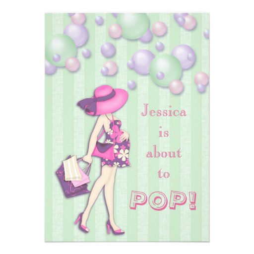 Chic She's About to Pop Girl Baby Shower Personalized Invitation