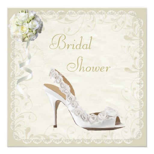 Chic Shoe & Bouquet Bridal Shower Custom Invitation