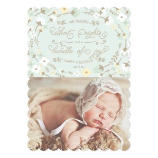 Chic Silent Night First Christmas Photo Christmas Card