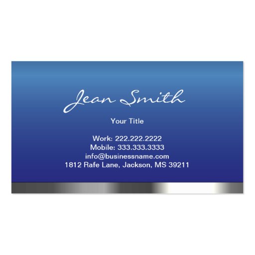 Chic Silver Nail Salon Royal Blue Business Card (back side)