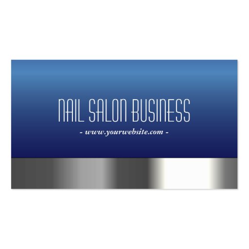 Chic Silver Nail Salon Royal Blue Business Card (front side)
