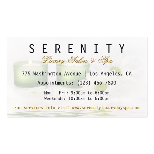 Chic Simple and Clean Spa Card Business Card (back side)