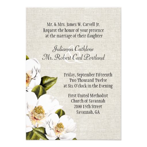 Chic Southern Belle Magnolias Wedding Invitation
