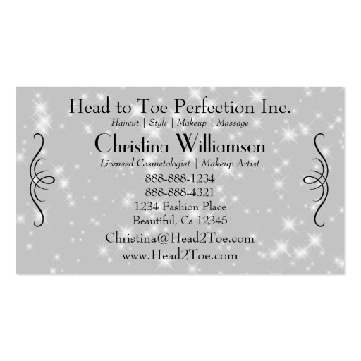 Chic Sparkle Rhinestones Business Card Template (back side)