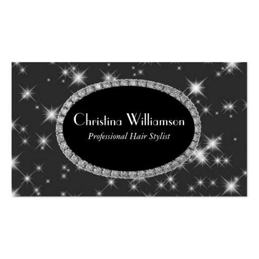 Chic Sparkle Rhinestones Business Card Template (front side)