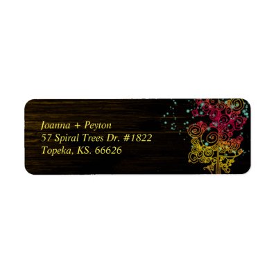 Chic Spiral Trees Rural Wedding Label