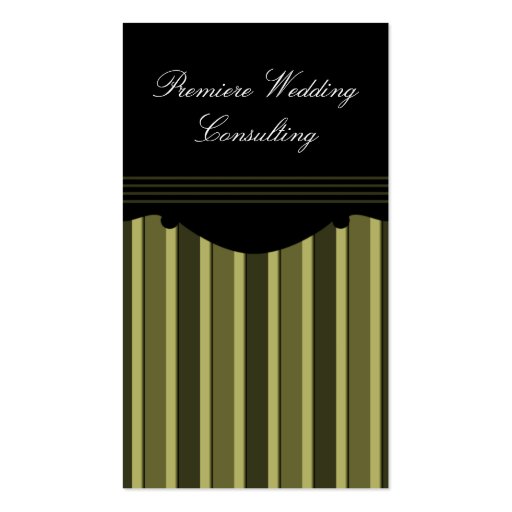 Chic Stripes Business Card, Olive Green