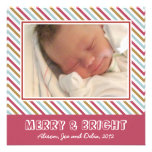 Chic stripes merry bright Christmas holiday photo Personalized Announcements