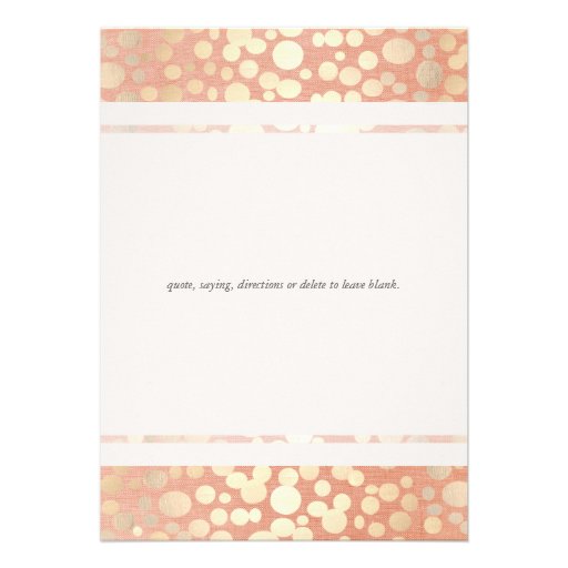 Chic Stylish Faux Gold Foil Circles & Peach Linen Personalized Invitations
