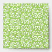 Chic stylish ornate lime green damask pattern envelopes