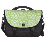 Chic stylish ornate lime green damask pattern laptop commuter bag