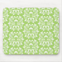 Chic stylish ornate lime green damask pattern mouse pads