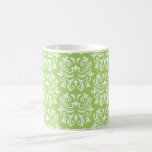 Chic stylish ornate lime green damask pattern mug