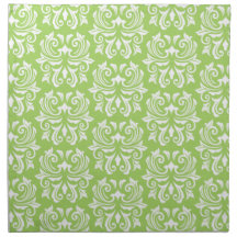 Chic stylish ornate lime green damask pattern napkin