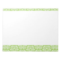 Chic stylish ornate lime green damask pattern note pads