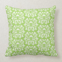 Chic stylish ornate lime green damask pattern pillow