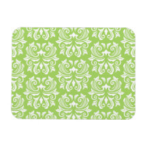 Chic stylish ornate lime green damask pattern flexible magnet