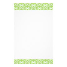 Chic stylish ornate lime green damask pattern custom stationery