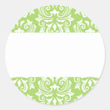 Chic stylish ornate lime green damask pattern sticker
