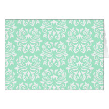 Chic stylish ornate mint green damask pattern card