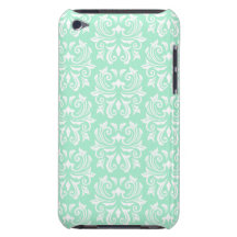 Chic stylish ornate mint green damask pattern barely there iPod cover