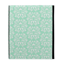 Chic stylish ornate mint green damask pattern iPad case