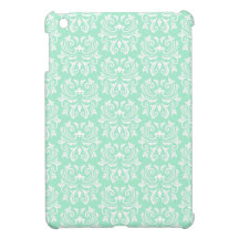 Chic stylish ornate mint green damask pattern iPad mini cases