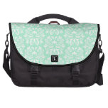 Chic stylish ornate mint green damask pattern laptop bag