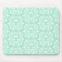 Chic stylish ornate mint green damask pattern mouse pad