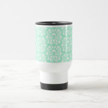Chic stylish ornate mint green damask pattern coffee mug