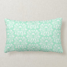 Chic stylish ornate mint green damask pattern throw pillows