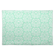 Chic stylish ornate mint green damask pattern placemat