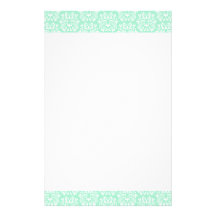 Chic stylish ornate mint green damask pattern personalized stationery